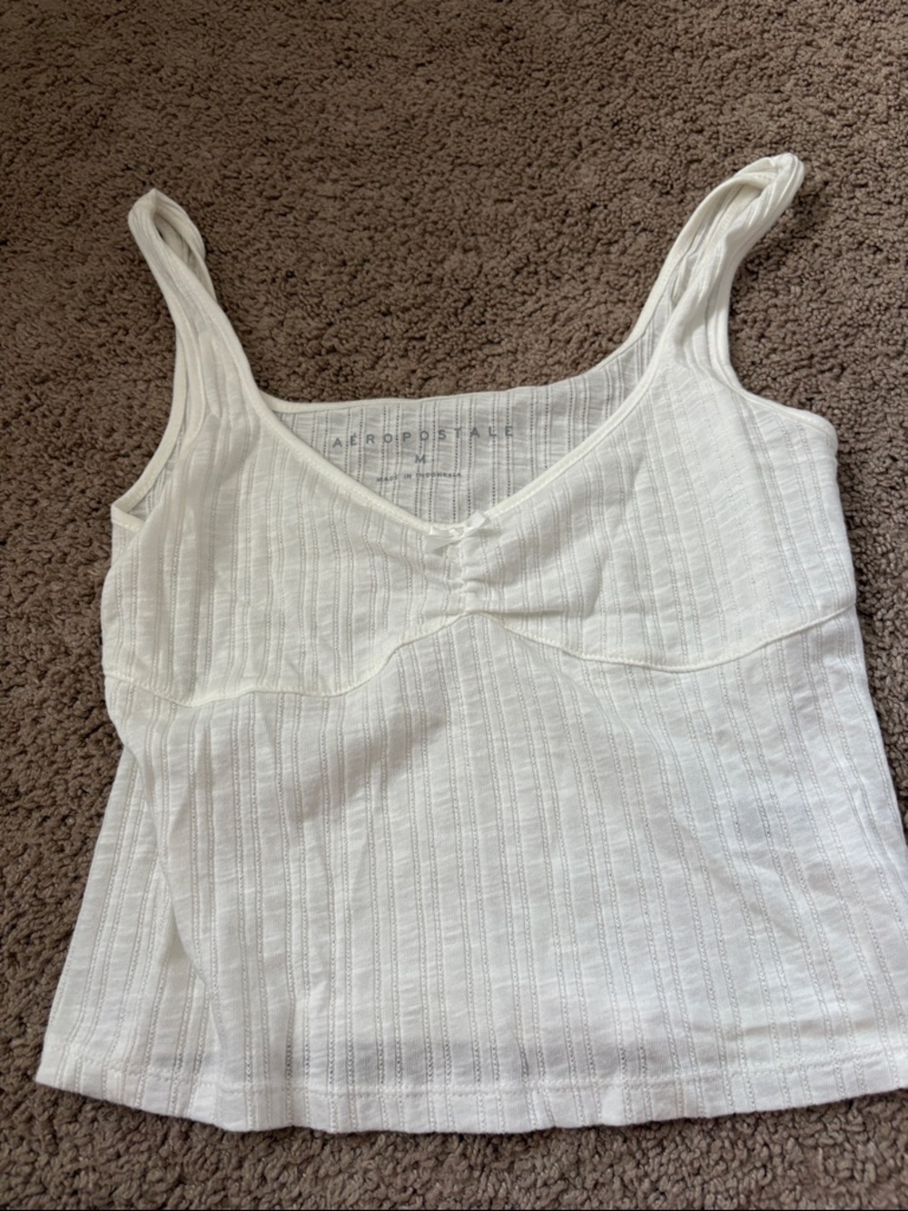 Aeropostale White Ribbed Tank Top